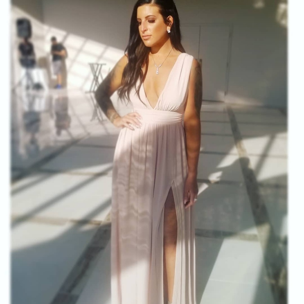 Lulus light pink long flowy dress